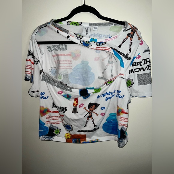 COLLUSION/ASOS plus printed cut out t shirt - Picture 3 of 4